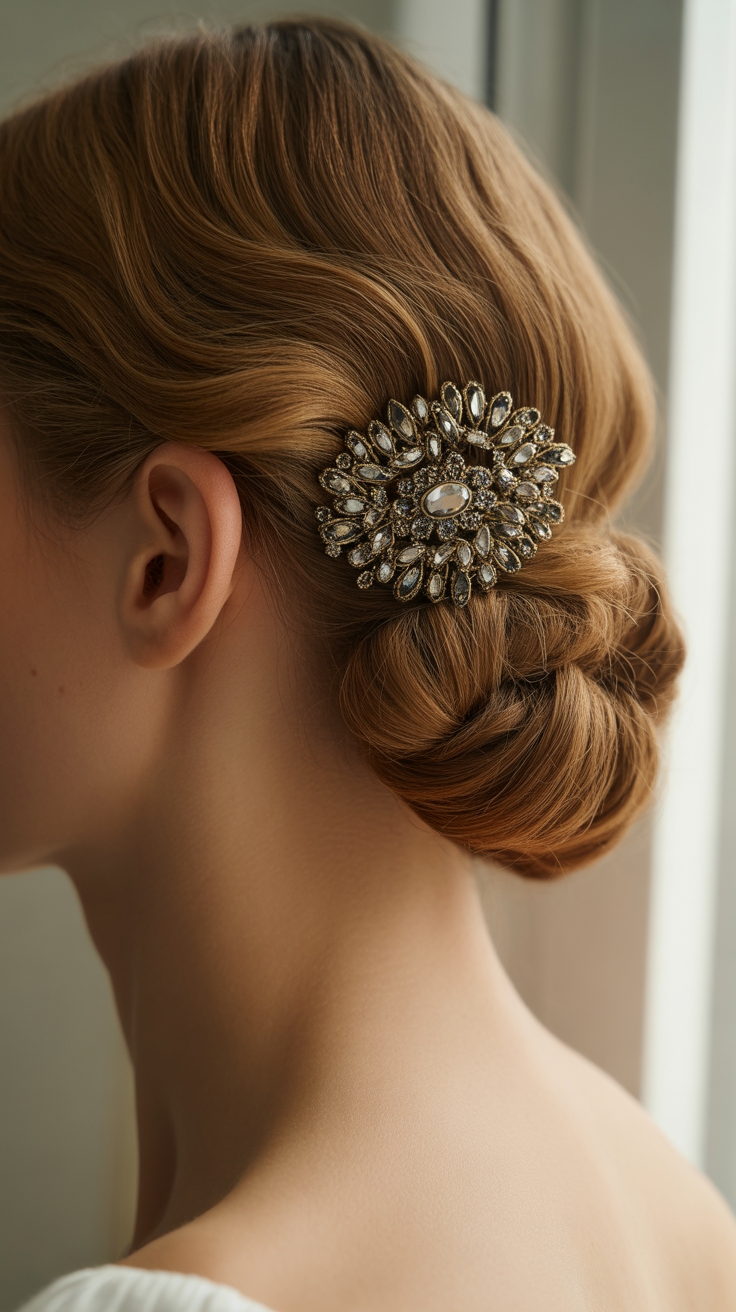 crowned brooch french roll