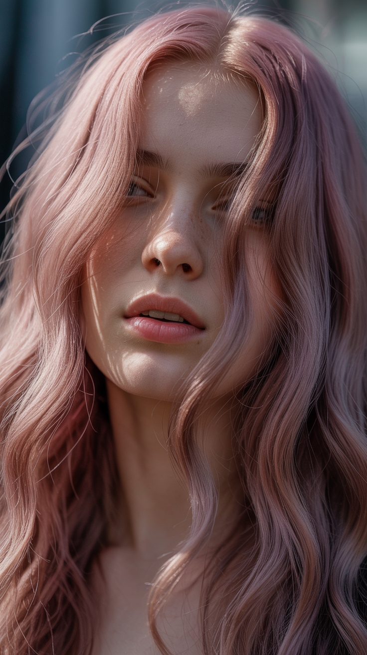 dusty pink gray violet holographic