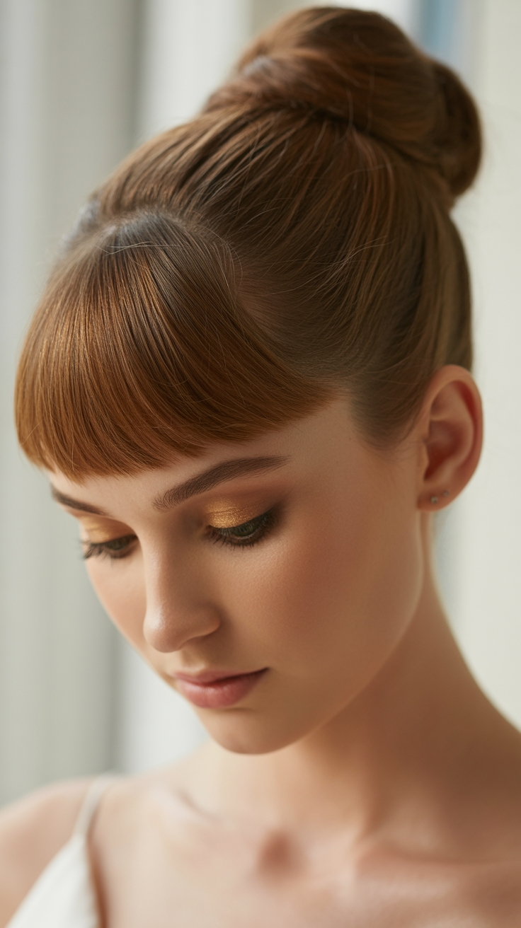 face framing sleek high bun
