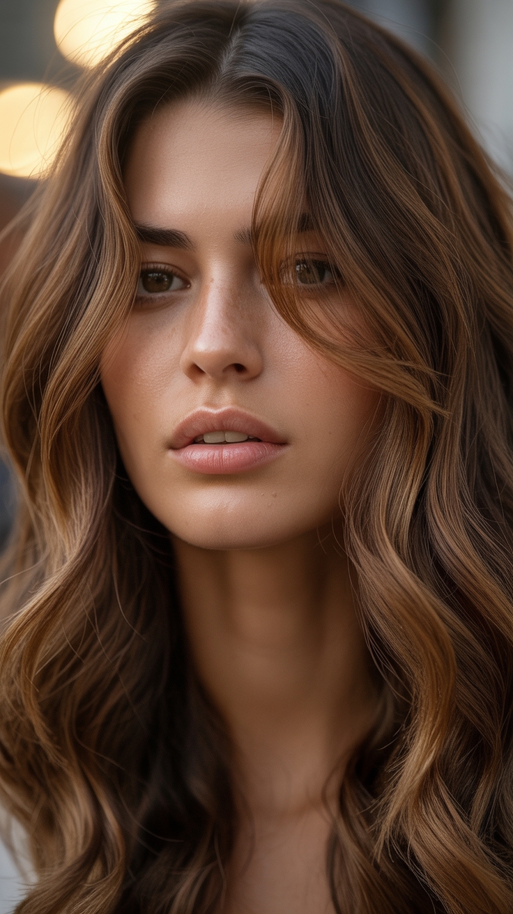 glossed ribboned caramel brown