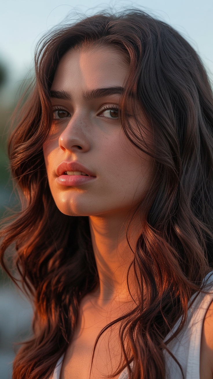 rich oxblood infused wine brunette