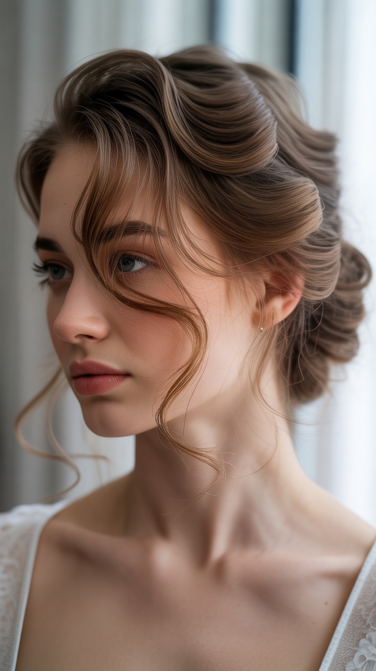 side swept updo with angles