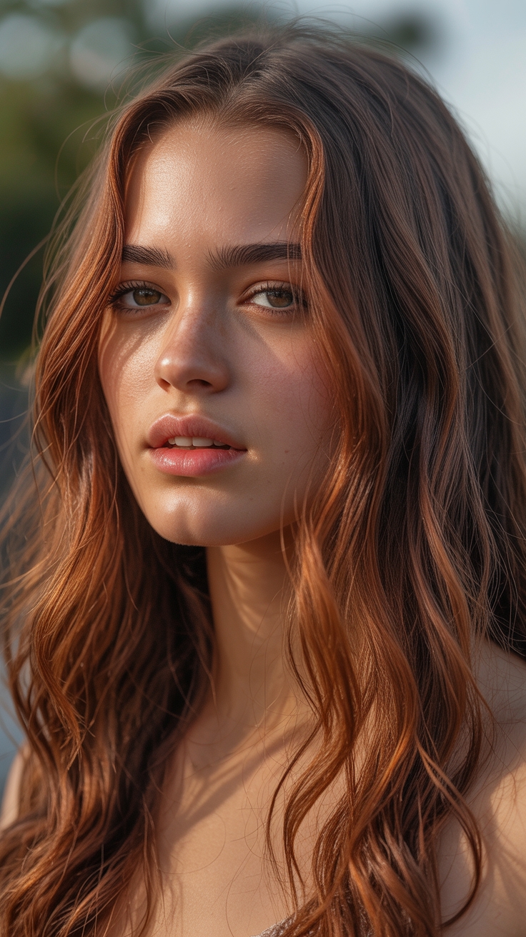 subtle red copper brunette blend