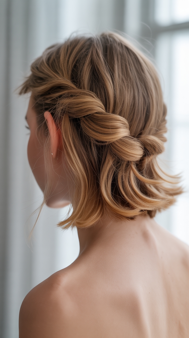 symmetrical french half updo twist