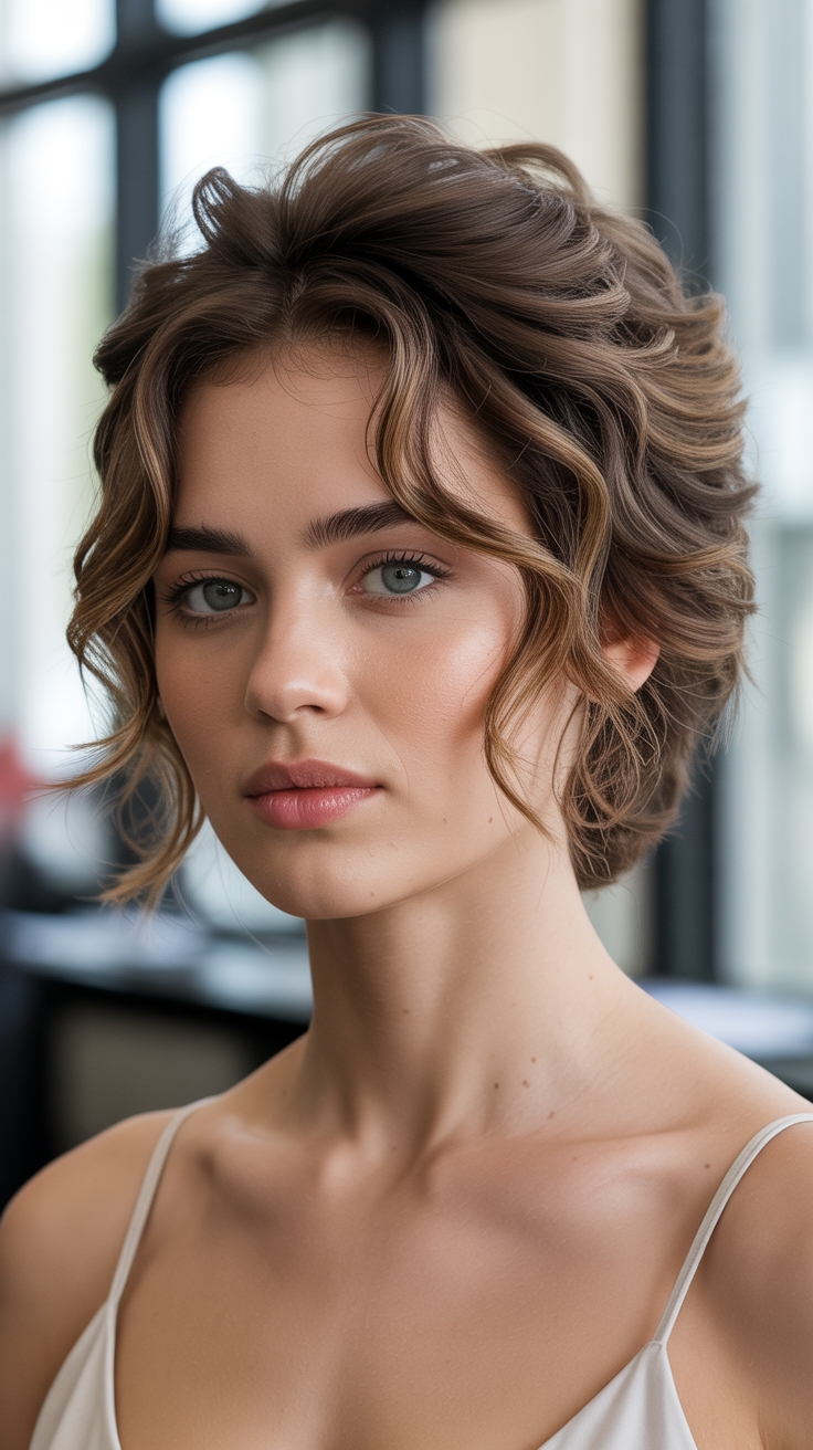 wavy textured choppy updo